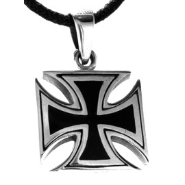 Kiss of Leather EK SI.333 Cross Pendant 925 Sterling Silver with Cotton Cord, Leather Sterling Silver, No Gemstone