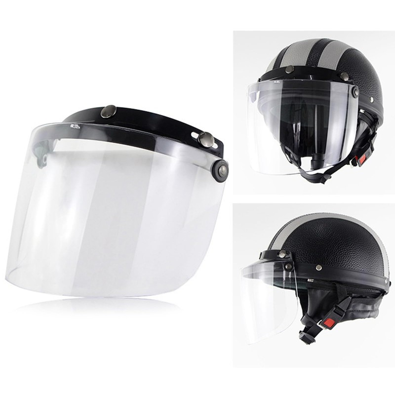 Universal Windproof 3 Snap Motorcycle Helmet Visor Front Flip Up