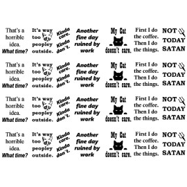 Captive Decals Attitude Humorous Sayings 28 pcs Black Fused Glass Decals
