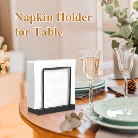 OWLMATE Napkin Holder for Table,Wooden Napkin Holder for Party Metal Napkin Holder for Dinner Table Rustic Modern Vertical Napkin Holder for Kitchen (Black), Medium size