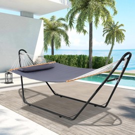 Lazy Daze Hammocks Universal Double Hammock Stand Only, Metal Adjustable Heavy Duty 550 lbs Capacity Hammock Support with Chains, Hooks - Fits 9-14 ft Hammocks for Yard, Patio, Outdoor, Black