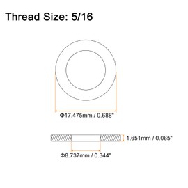 sourcing map 25Pcs 5/16 Flat Washer, 304 Stainless Steel 0.344" ID x 0.688" OD x 0.065" Thick for Bolt Screw, Factories Repair, Kitchens, Shops, and Outdoor Construction, Silver