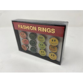 Vintage Glitter Enamel Smile Face Rings For Kids display Of 12 Novelty 89s 90s?