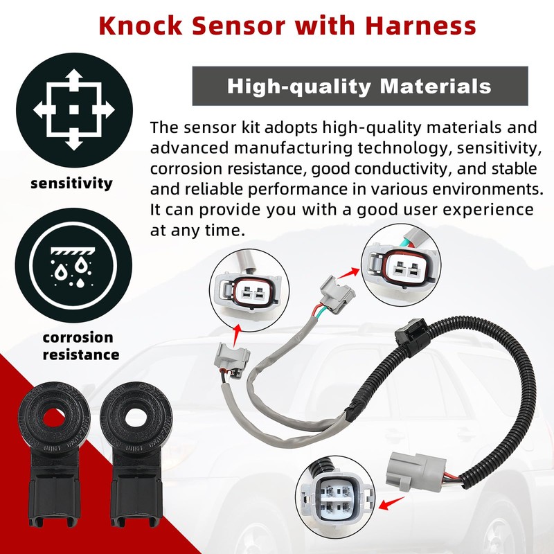 2pcs Knock Sensor with Harness Compatible with 2004-2008 Toyota Camry