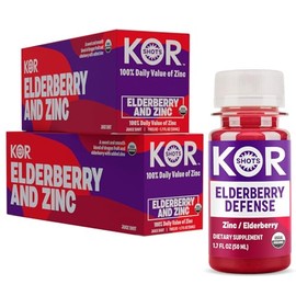 KOR Shots Elderberry and Zinc Shot - 24 Pack x 1.7 Fl Oz - Immunity Shot - USDA Certified Organic