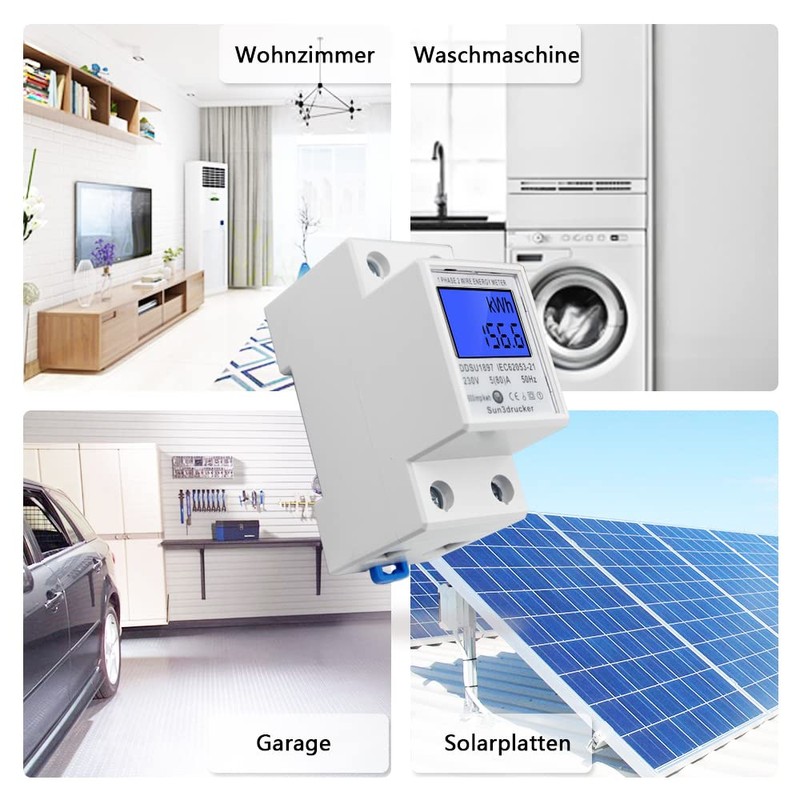 LCD Digital Electricity Meter AC Meter Hat Rail KWh Meter