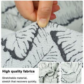 Lellen Wingback Chair Slipcovers with Pattern Stretch Wing Chair Covers Reusable Arm Chair Protector Cover for Dining Room Banquet Home Decor etc Hand Machine Washable (Reed Leaf Dark Grey, 4PCS)