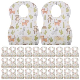 FRCOLOR 50 Pcs Disposable Baby Bibs Baby Travel Bibs with Crumb Catcher Toddler Disposable Bibs Non-woven Fabrics Bibs for Drooling Feeding Traveling
