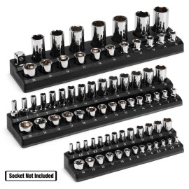 Unbranded Magnetic Socket Organizer Set 3Pcs Socket Holder Set 1/4"3/8"&1/2" Drive Metric