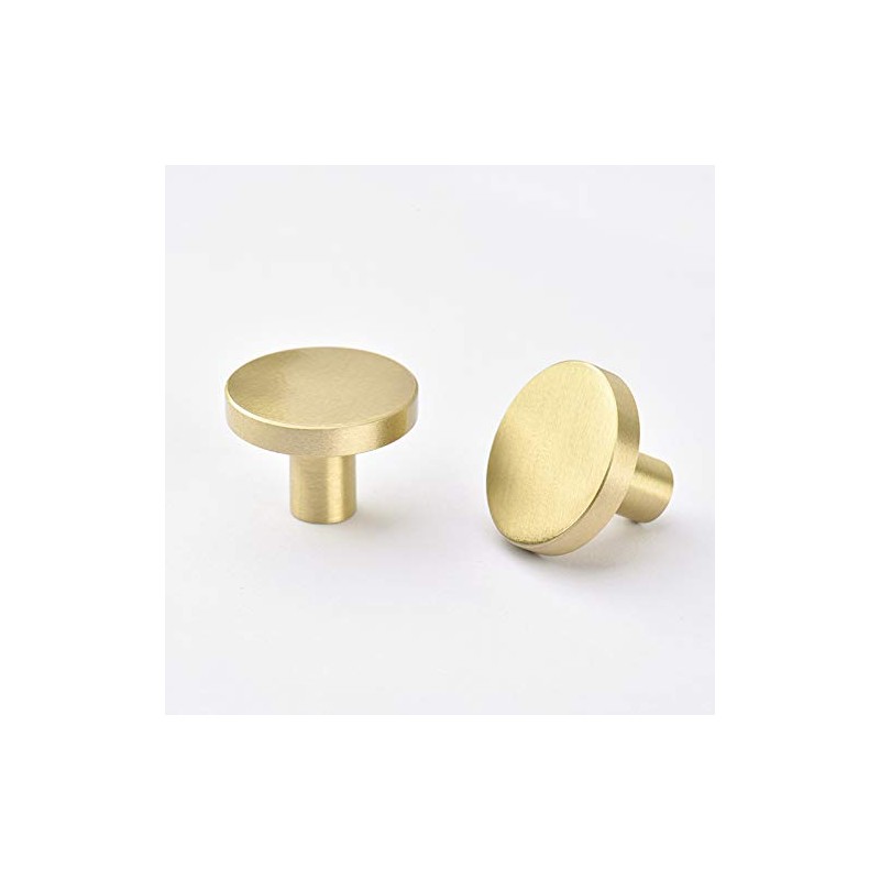 Modern Brushed Brass Gold Round Cabinet Kitchen Knobs Dresser Drawer