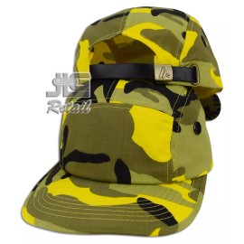 MC 5 Panel Cap Strap Back Hat Leather Strap Cap plain blank MC - Yellow Camo