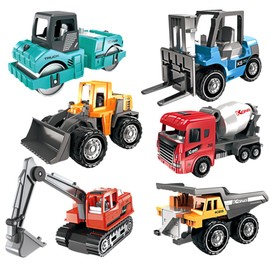 ideamall Excavator Car, Working Car, Toy, Mini Car, Sandbox, Present, Set of 6, Ages 6 and Up