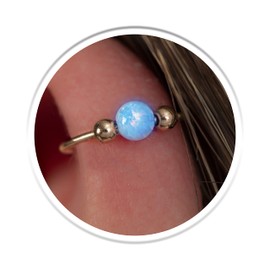 Cartilage Ring Hoop Blue Opal - 20G 14K Gold Filled Helix Hoop Piercing For Women 8mm - Tiny Ear Jewelry Ring