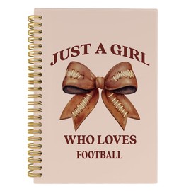 ANIANG Vintage Football Bow Notebook, Coquette Notebook Journal, Preppy 5.5"x8.3" 164pages Lined Notebooks College Ruled,Just a Girl Who Loves Football Girly Notebook for Women Office School Supplies