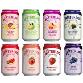 Waterloo Sparkling Fruit Flavored Water, Multi-Flavor Variety Pack | Zero Calorie | Zero Sugar | Zero Sodium | Zero Calories | Naturally flavored, 12 Fl Oz with Fitluv packaging (8 Flavor Variety, Pack of 24)