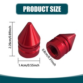QZTYTY 4PCS Car Tire Valve Caps, Air Valve Covers, Spike Aluminium Alloy Auto Air Pressure Stem Caps, Universal Waterproof Air Caps Car Accessories for SUVs Trucks Motorcycles (Red)