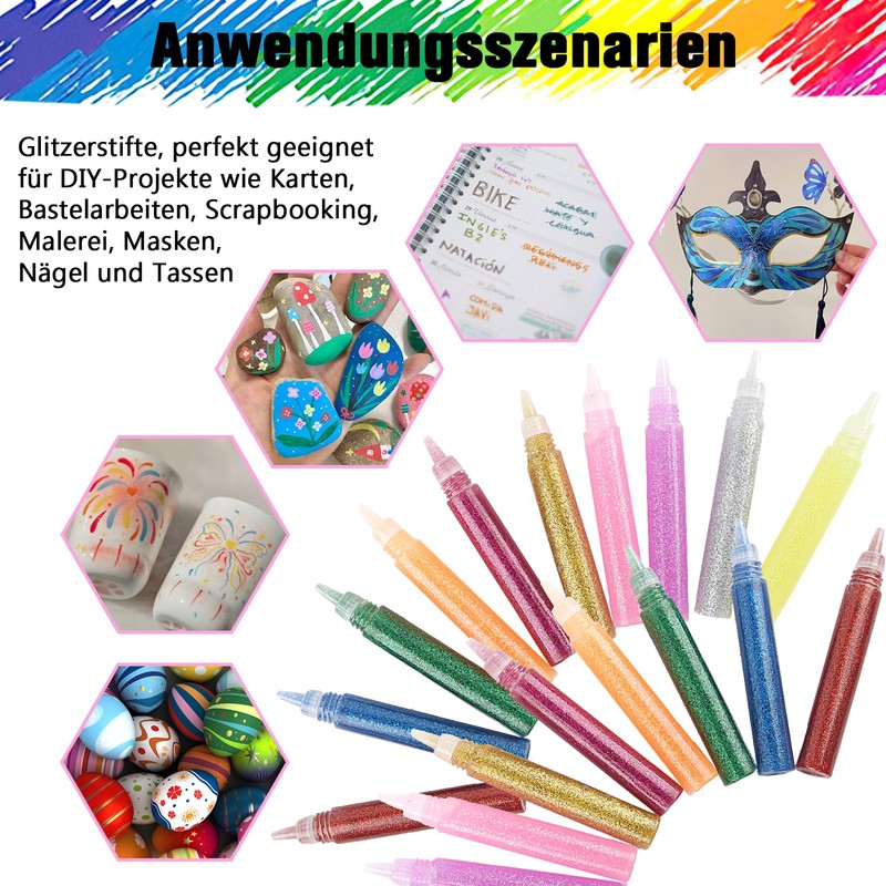 Glitter pens, glitter crafts