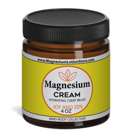 Magnesium Cream - Joy and Zen - 4oz - Apply to Legs, Arms or Chest - Anytime Topical Magnesium Chloride - USA Made