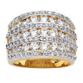 PalmBeach Yellow Gold-Plated Round Cubic Zirconia Multi Row Dome Ring Sizes 6-10 Size 7