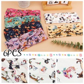 BETESSIN 6 Pieces Headband Girls Children Hair Band Horse Elastic Headband with Knot Wide Headband Bow Hair Accessories Headpiece for School Sports Leisure in 6 Styles