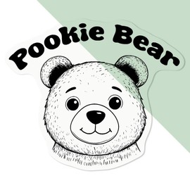 'Pookie Bear Teddy' Clear Sticker Decal – Waterproof Film for Windows, Cars, Walls & Crafts, Medium (100mm) (DC00135845)