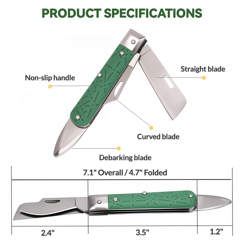 Grafting Knife, COMKIT Professional Foldable Double Blades Graft Knife, Fruit