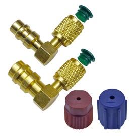 UHANBUT R12 to R134 A/C Refrigerant Retrofit Fitting, High/Low AC Fitting Port Retrofit Conversion Adapter, 90° Quick Coupler Valve A/C Retrofit with Dust Cap, R12 to R134A Conversion Kit