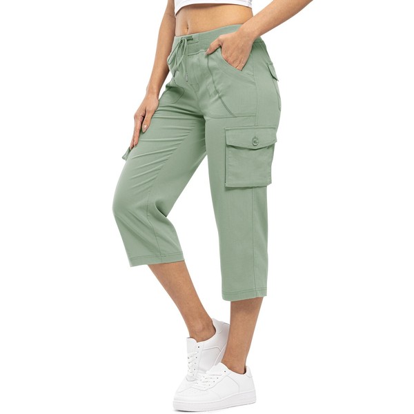 Rdruko Women's Cargo Capris Pants Lightweight Quick Dry Hiking Casual