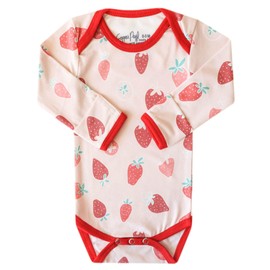 Copper Pearl Long Sleeve Bodysuit Baby: Ultra Soft Baby for Newborns, Boys, and Girls - Stylish, Comfortable, Overlap Shoulders, Premium Knit Fabric - 3-6 Months, Strawberry
