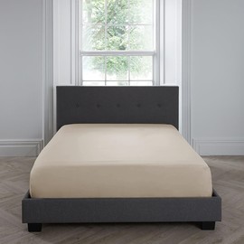 Appletree Super King Fitted Sheet (182 x 200 x 35 cm) Plain Dyed Flat Sheet Natural Super King Size Bed Sheet Soft and Luxurious 100% Cotton Natural