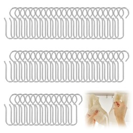 Curtain Hooks Set, Metal S Hooks, Silver, Curtain Hooks for Rings, Suitable as Curtain Hooks for Rails, Curtain Hooks, Curtain Hooks, Curtain Hooks (35 mm)