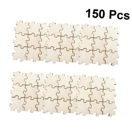 KICHOUSE 150pcs Wooden Slices Jigsaw Puzzle for Creative Educational Supplies for Craft Projects Decorations Per Pack for Montessori Activities