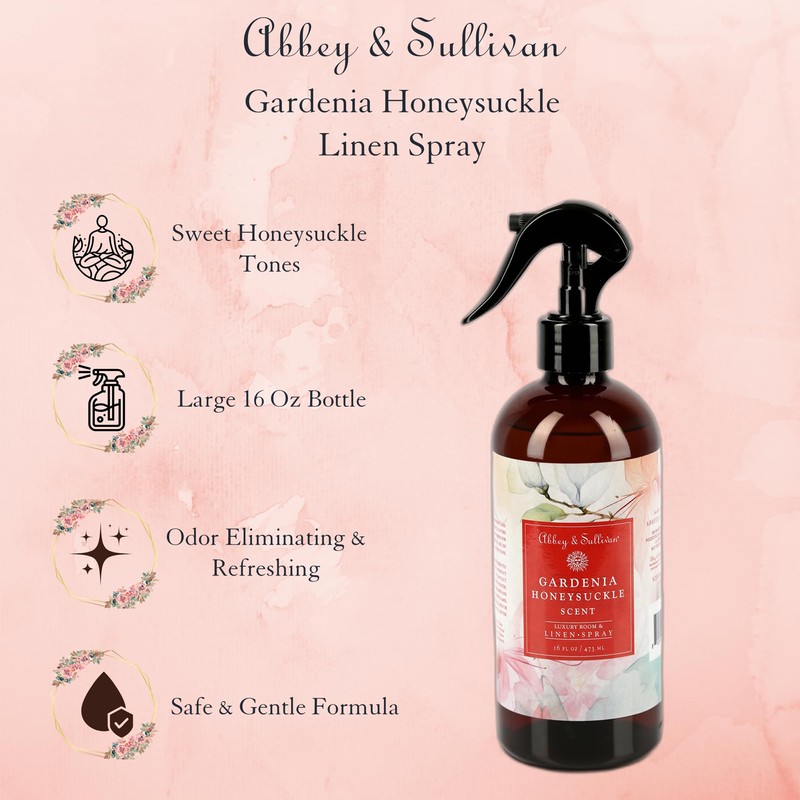 Abbey & Sullivan Linen Spray, Gardenia Honeysuckle, 16 oz.