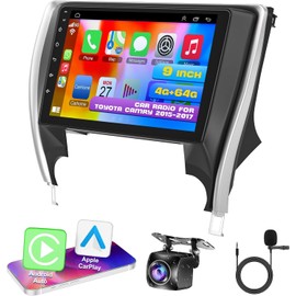 4G+64G Car Radio for Toyota Camry 2015 2016 2017, Android 12 Camry Stereo with Wireless Carplay&Android Auto Support Bluetooth/Voice Control/GPS/WiFi/Back-up Camera/SWC/FM