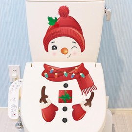 2 Sheets Christmas Toilet Stickers Snowman Stickers Cute and Fun Toilet Stickers Snowman Christmas Home Decoration for Christmas Party Home Decoration Self-Adhesive Toilet Stickers