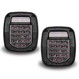 Wodvyss 38 LED Black Lens Tail Lights for Jeep Wrangler YJ TJ CJ, Truck, Trailer, Boat, RV - Brake, Turn, Stop, License, Reverse, 12V Stud Mounted, Waterproof, Pack of 2