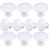 HUGOLEM 10 Pack White Round Varnish White Kitchen Cabinet Knobs