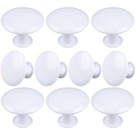 HUGOLEM 10 Pack White Round Varnish White Kitchen Cabinet Knobs Cupboard Door Knobs Drawer Handle Pulls Dresser Knobs with 10 Pcs Screws for Bathroom Drawer Door Hardware