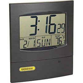 General Tools Jumbo Display Digital Wall Clock #DJC381 with Time, Day, Date and Temperature