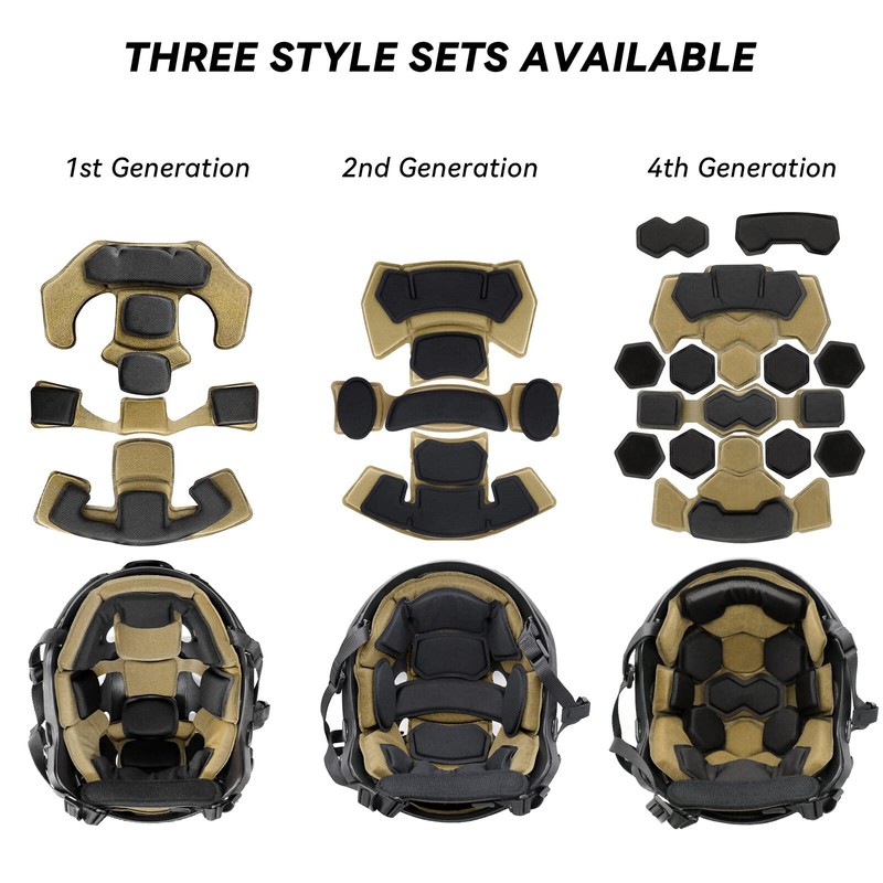 Yzpacc Airsoft Helmet Padding Helmet Pads Set, Fourth Generation Khhai