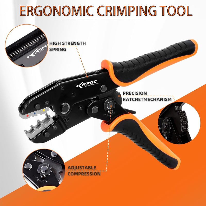 KF CPTEC Ratcheting Crimping Tool Kit 5PCS - Quick-Change Jaws
