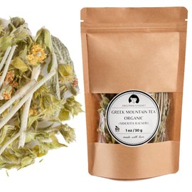 Greek Mountain Tea Organic (Sideritis Raeseri) Ironwort 1 OZ Herbal Tea from Greece Handpicked Premium Quality