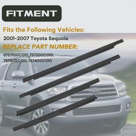Ricmjend 4Pcs Weatherstrip Window Moulding Trim Seal Belt Compatible with 2001-2007 Toyota Sequoia Car Outer Door Window Seal Belt Replaces# 75710-0C010 75720-0C010 75730-0C010 75740-0C010