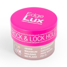 Edge Lux Strawberry Edge Control Gel with Castor Oil, Keratin, Biotin, and Olive Oil - 48 Hour Maximum Hold, Non-Flaking, Non-Greasy, Scented, Conditioning Styling Gel for All Hair Types, 3.53 Ounce