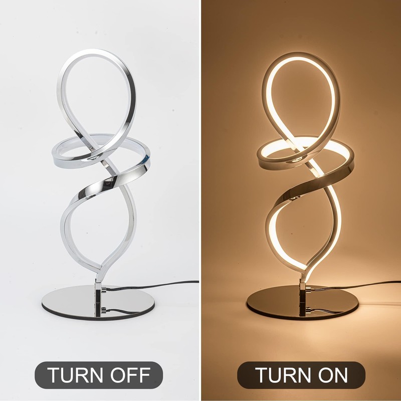 Mayful Modern Table Lamp with LED Spiral Design, Bedside Lamp