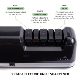 ELITRA HOME Professional Electric Knife Sharpener, 3 Stage Chef Knife Sharpening