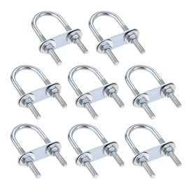 sourcing map Set of 8 M6 round U-bolts, U-bolts, U-bolts, steel 25 mm inside, 70 mm long, with nut frame and fasteners