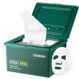 COSNORI Cica & Vita Daily Pure Mask - Vegan daily mask sheet, Convenient & Quick soothing, Vitality boosting care, 100% pure lyocell sheet, 30 sheets/11.8 fl oz
