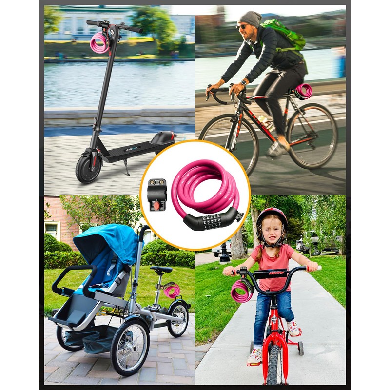 Everyfun Bike Lock Cable with Combination,High Security 5-Digit Resettable Combination