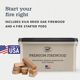 Superior Trading Oak Mini Fire Wood w/Fire Starter Pods, Winter Fireplace Starter, Wood Stove, USDA Cert 4-5” Kiln Dried Firewood, USA Made, 10-11 lbs in Plastic Storage Box